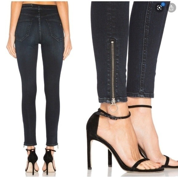 rag & bone O-Ring Dive Capri Jeans Black Brook 26 - Picture 3 of 12